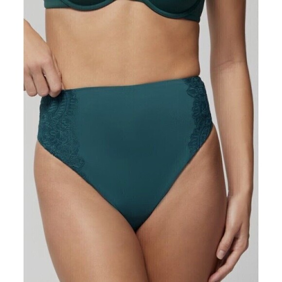 Soma Thong, Vanishing Tummy Retro Thong Panty in Dark Forest Green Medium - Picture 1 of 6